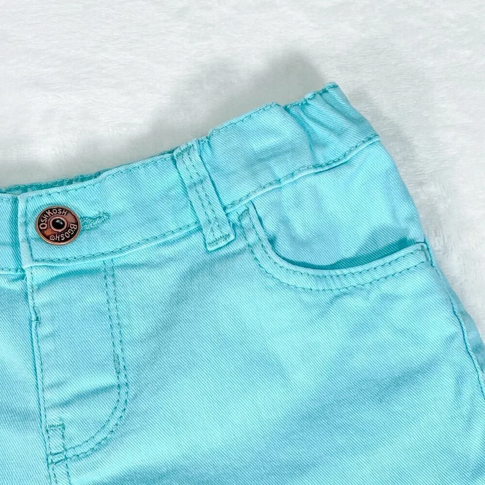 OshKosh B'Gosh Denim Style Shorts | Toddler Girls | 4T | Aqua | Distressed